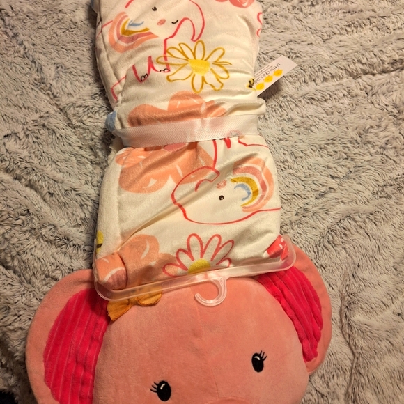 Elephant pillow & blanket set by little chickadees.  Soft, pink, baby gift, baby - Picture 4 of 12
